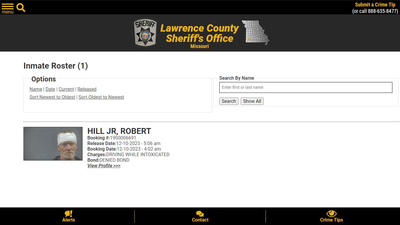 Released Inmates Booking Date Descending - Lawrence County Sheriff MO